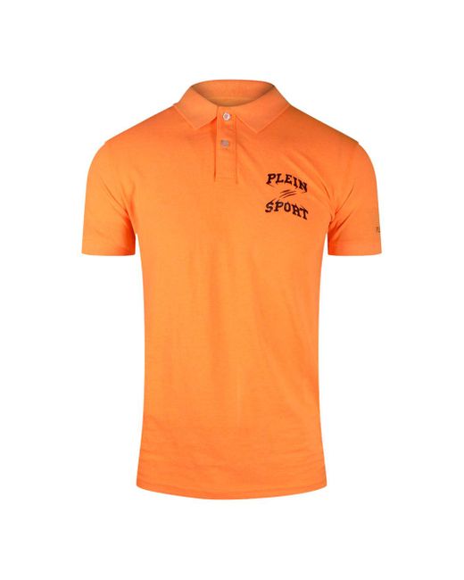 Philipp Plein Orange Bold Logo Polo Shirt Cotton for men
