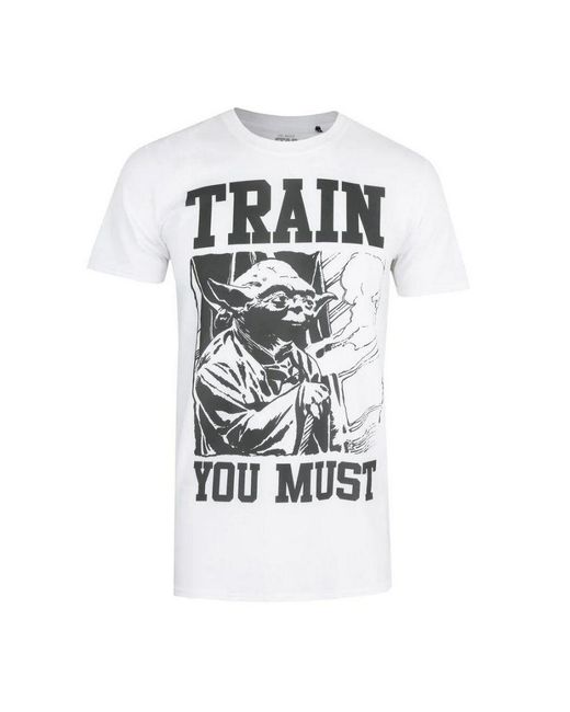 Star Wars White Train You Must Yoda T-shirt for men