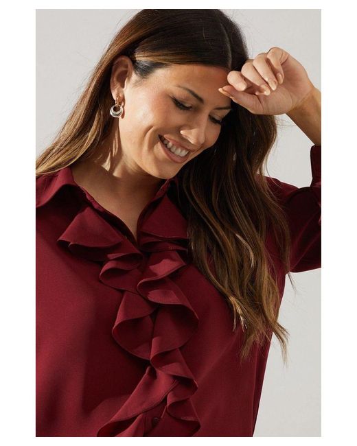 Wallis Red Occasion Ruffle Detail Shirt