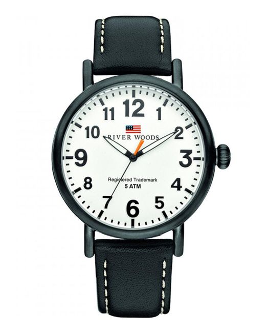 River Woods Black Sacramento Watch Rw420008 Leather for men