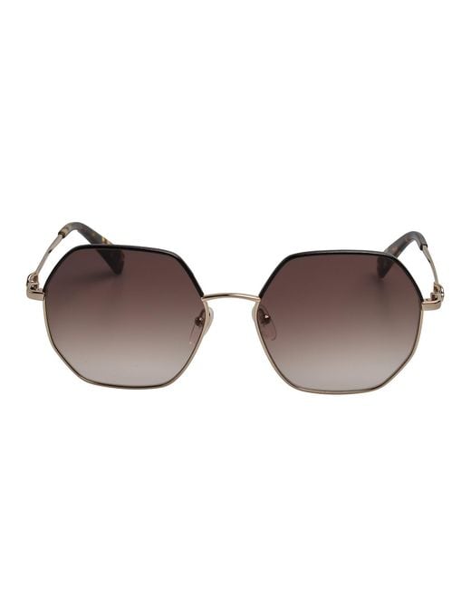 Longchamp Brown Hexagonal Metal Sunglasses Lo140Sl