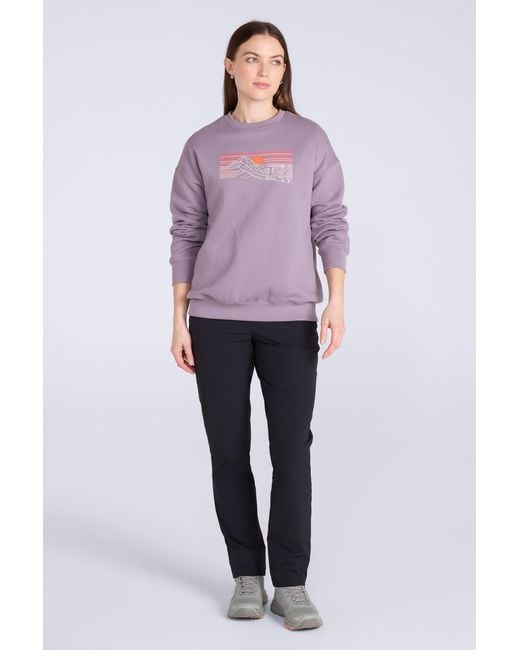 Mountain Warehouse Purple Printed Sweatshirt Casual Relaxed Fit Comfortable Crew Neck Pullover Top Cotton