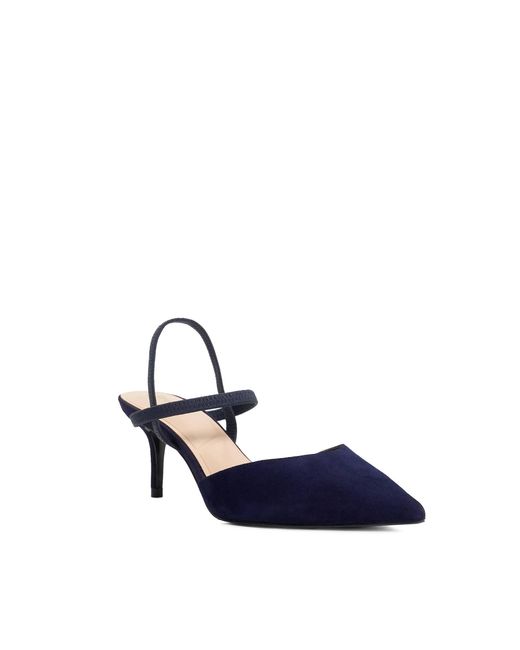 Dune Blue Wf Classical Wide Fit Pointed Courts With Elasticated Stra