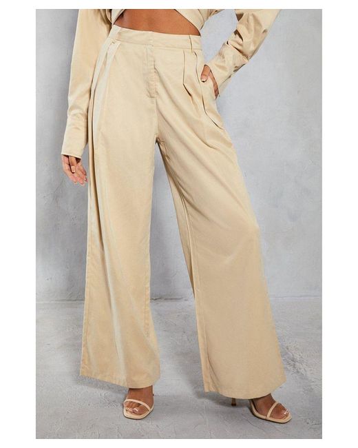 MissPap Gray Sand Blasted Pleated Wide Leg Trouser