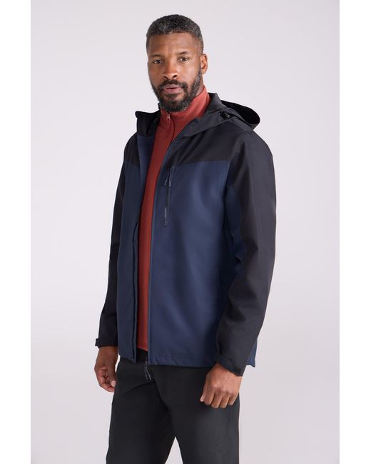 Mountain Warehouse Blue 'Brisk Extreme' Jacket With Multiple Pockets Mesh Lined Waterproof Coat for men