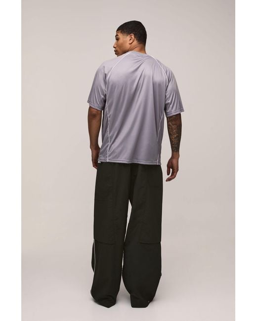 BoohooMAN Black Extreme Parachute Popper Hem Nylon Utility Trouser for men
