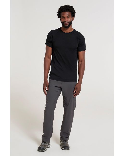 Mountain Warehouse Black 'Summit' Merino Baselayer T-Shirt Casual Short Sleeve Crew Neck Tee Top for men