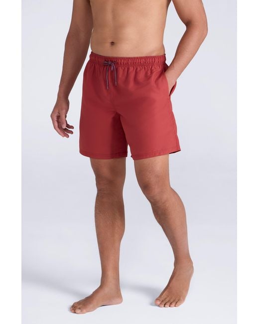 Mountain Warehouse Red 'Aruba' Swim Shorts Quick Dry Drawcord Fastening Summer Holiday Swimwear for men