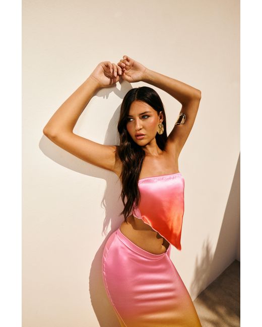 Boohoo Multicolor Ombre Satin Scarf Top