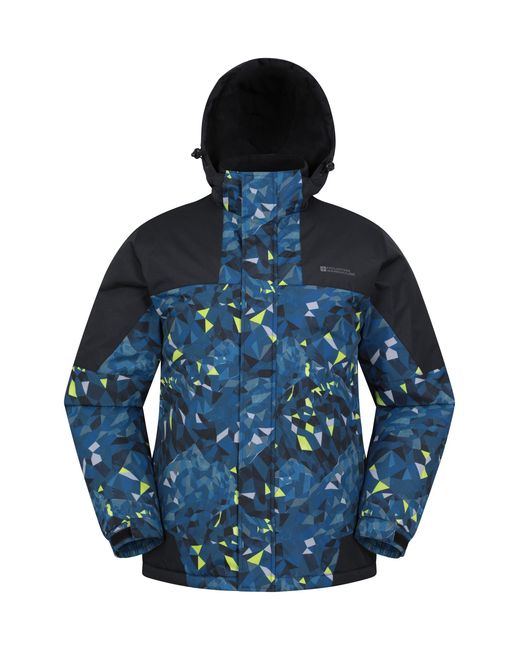 Mountain Warehouse Blue 'Shadow Ii' Printed Ski Jacket With Multiple Pockets Snow Proof Coat for men
