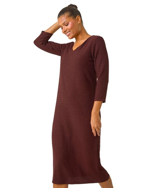 Roman Textured V-Neck Stretch A-Line Dress