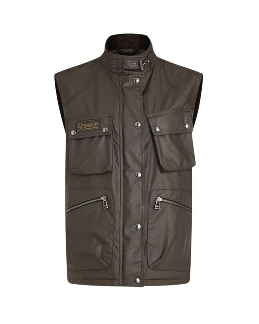 Belstaff Green Waxed Edition Dark Gilet Jacket