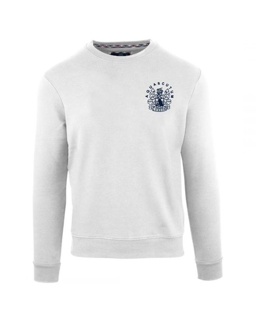 Aquascutum White Aldis Chest Logo Sweatshirt for men
