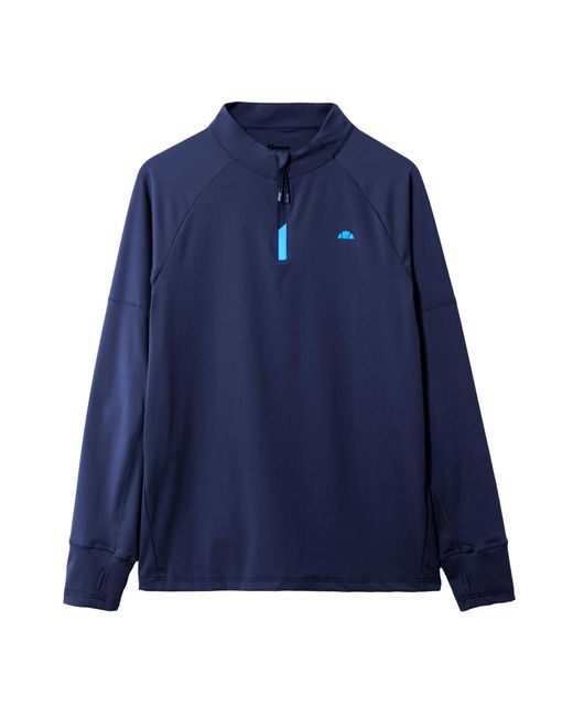 Ellesse Blue Musica Quarter Zip Long-Sleeved T-Shirt for men