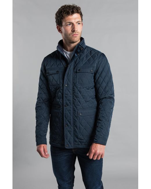 Kensington Eastside Blue Diamond Quilted Funnel Neck Jacket for men