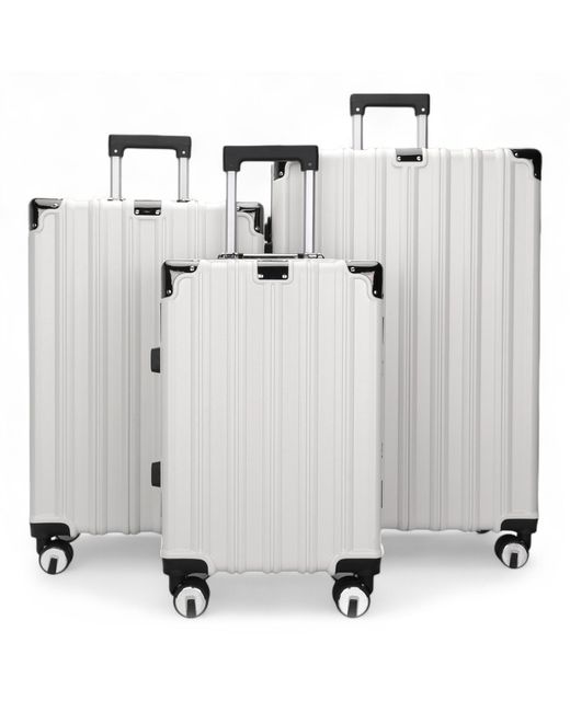 Infinity Leather Gray Hardshell Suitcase Robust 8 Wheel Luggage Cabin Case Bag