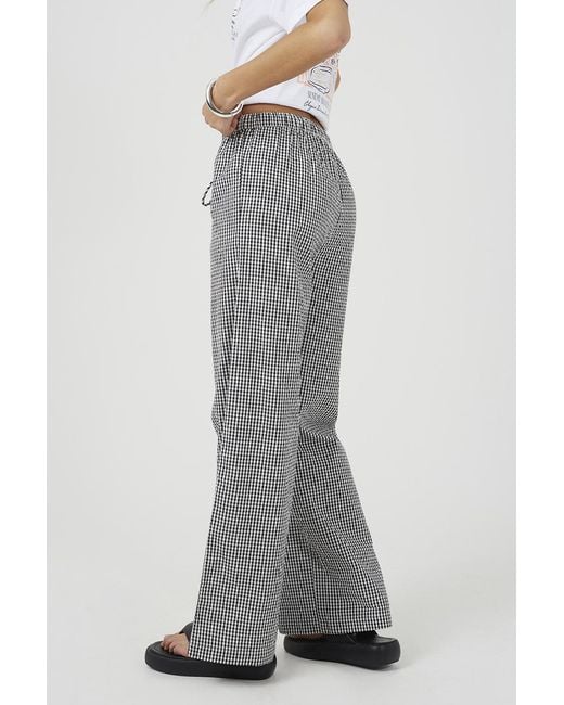 Brave Soul Gray Cotton Gingham Straight Leg Trousers