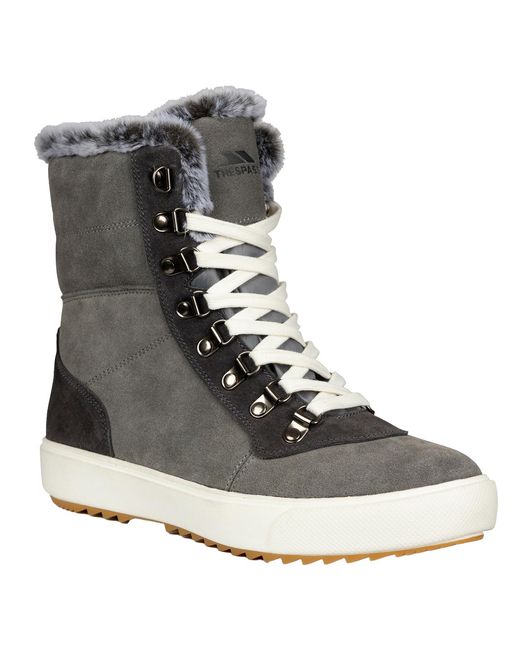 Trespass Gray Ladies Korinna Suede Lace Up Snow Boots