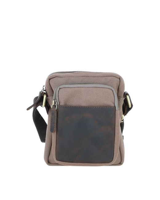 Fenland Sheepskin Gray Real Leather X Canvas Flight Bag for men