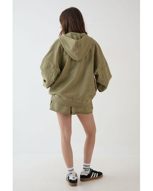 DSGN Studio Green Heavyweight Washed Oversized Zip Through Hoodie