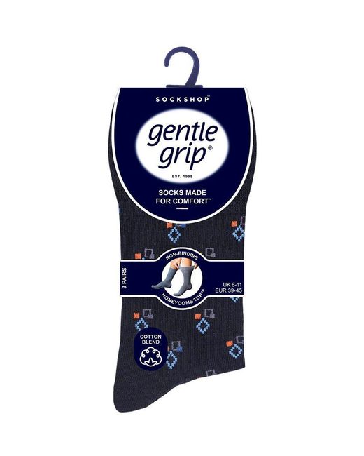Gentle Grip Blue 6 Pairs Non Elastic Socks for men