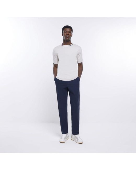 River Island White Chino Trousers Slim Fit Casual Pants Cotton for men