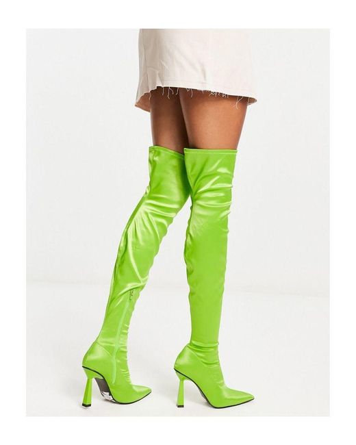 ASOS Green Krista Heeled Sock Boots