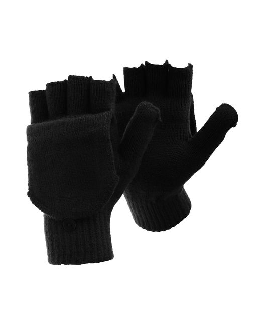 floso Black Fingerless Thermal Gloves for men