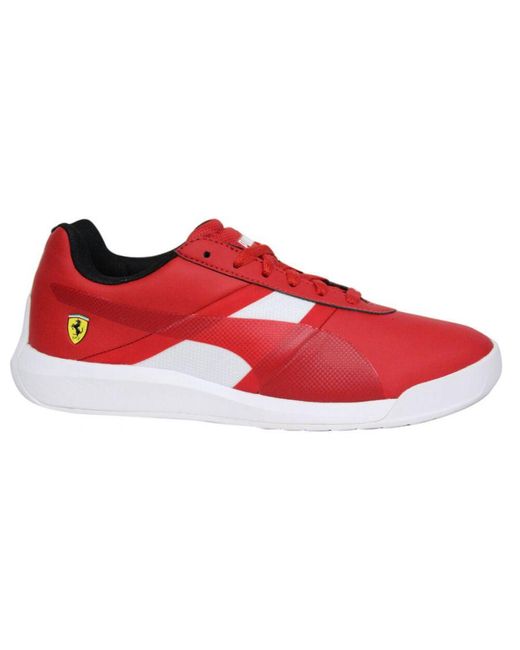 PUMA Ferrari Podio Tech Sf Red Lo Lace Up Trainers 305661 01 D57 Leather for men