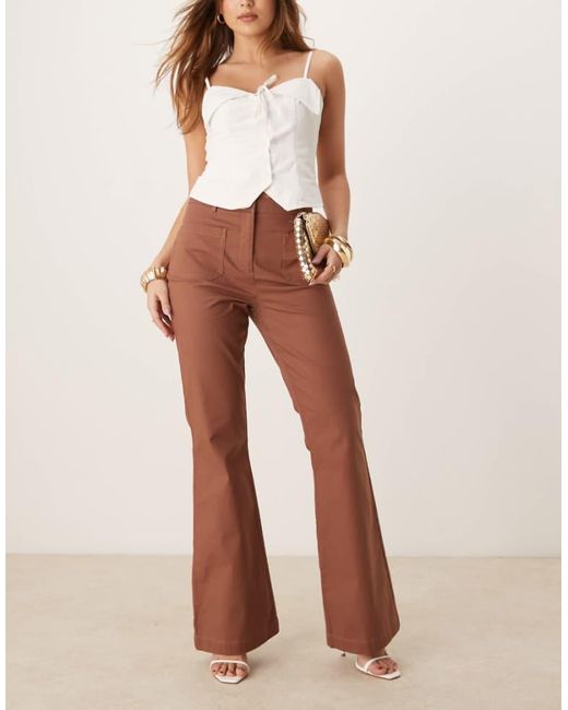 ASOS Orange Patch Pocket Flare Trousers