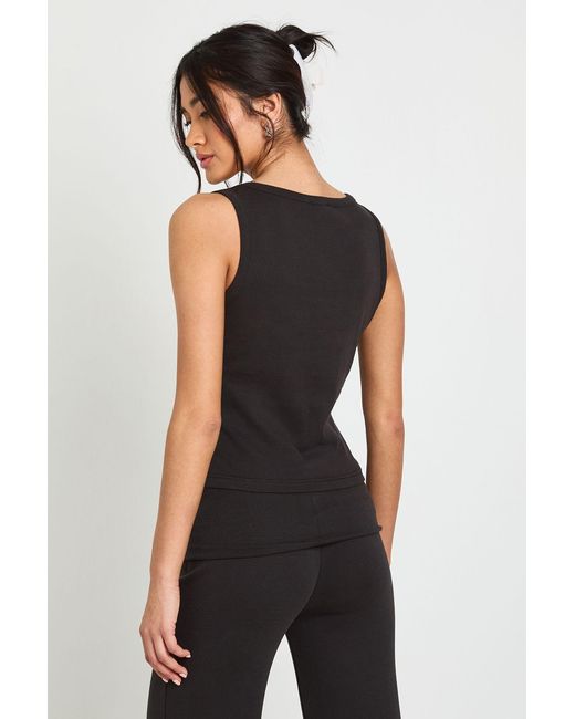Boohoo Black Button Through Vest Top