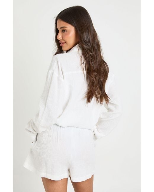 Boohoo White Elasticated Waist Beach Short