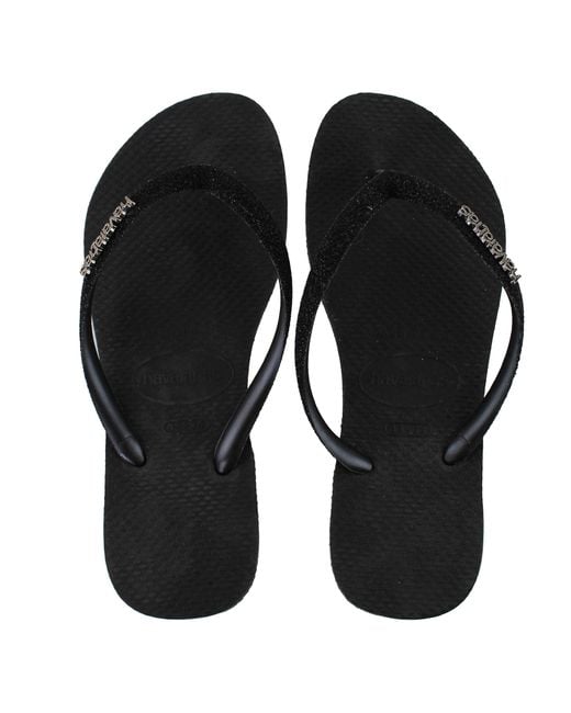 Havaianas Black Slim Glitter Flip-Flops