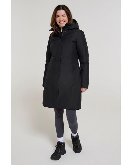 Mountain Warehouse Blue 'Polar' Hybrid Long Padded Jacket Waterproof Hooded Down Winter Coat