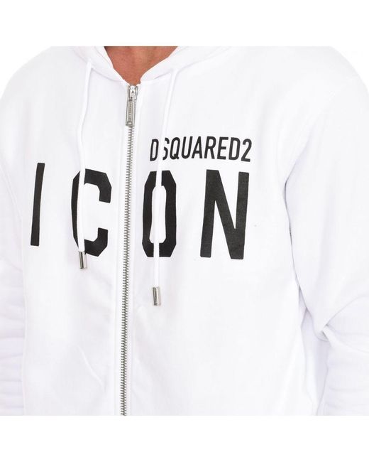 DSquared² White Zip-Up Hoodie S79Hg0002-S25042 for men