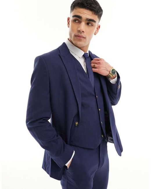 ASOS Blue Wedding Slim Suit Jacket for men