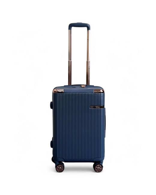 Infinity Leather Blue Hard Shell Cabin 55 X 36 X 22 Cm Pc Suitcase Luggage Suitable For Easyjet, Ryanair