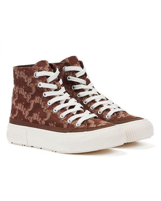 Juicy Couture Monogram Hi-top Sneaker Brown Trainers Cotton