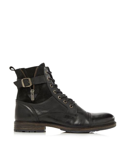 Dune Black Call Casual Buckle Detail Ankle Boots Leather for men