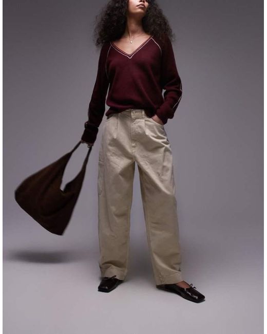 TOPSHOP Brown Smart Cargo Trouser