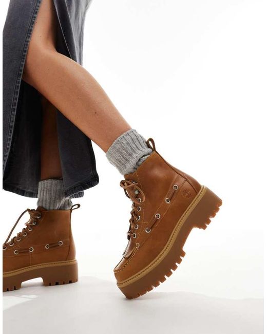 Timberland Brown Stone Street Lace Up 7 Eye Elevated Boots