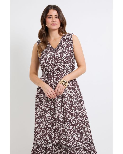 Wallis Brown Summer Abstract Cotton Dobby Maxi Dress