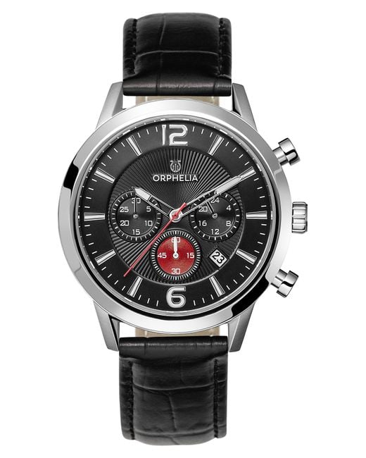 Orphelia Black Tempo Watch Or81802 Leather for men