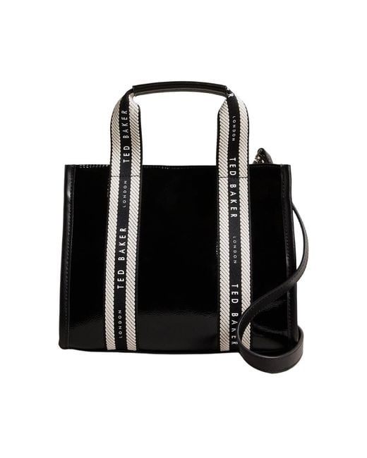 Ted Baker Black Celiane Branded Webbing Patent Small Bag