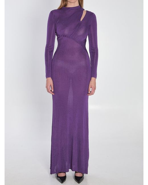 Self-Portrait Purple Long Dress With Cut-Out