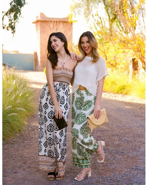 Blue Vanilla Green Printed Elasticated Trousers