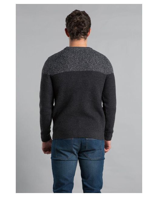 Kensington Eastside Gray Charcoal Crew Neck Color Block Jumper for men