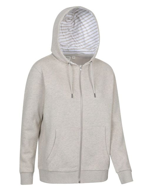 Mountain Warehouse Gray 'Penzance' Zip Through Hoodie With Side Pockets Drawcord Jumper Cotton