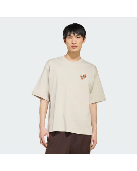 Adidas Originals Natural 70S Floral Graphic Tee for men