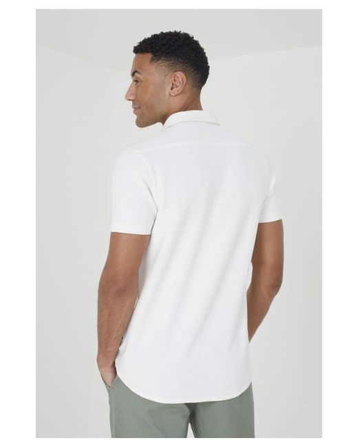 Brave Soul White 'Cadby' Short Sleeve Textured Shirt for men